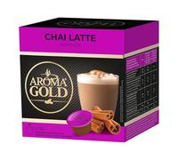 AROMA GOLD Dolce Gusto Chai Latte Pods 16 Capsules - Chai Latte Capsules Dolce Gusto Compatible Black Tea with Cinnamon & Exotic Indian Spices - Rich, Creamy & Aromatic Beverage Chai Pods