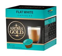 AROMA GOLD Flat White Coffee Pods 187g (48 Capsules) - Coffeee Capsules Dolce Gusto Compatible Flavoured Coffee Pods for Nespresso Machines Barista-Approved, Mild & Harmonious Taste Perfect