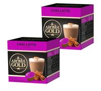 AROMA GOLD Flavour Coffee Pods 256g - Coffee Capsules Dolce Gusto Compatible Flavoured Coffee Pods for Coffee Machines Barista-Approved, Mild & Harmonious Taste Perfect (Pack of 2, Chai Latte)