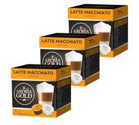AROMA GOLD LATTE MACCHIATO Coffee Pods 48 Capsules - Coffeee Capsules Dolce Gusto Compatible Flavoured Coffee Pods for Nespresso Machines Barista-Approved, Mild & Harmonious Taste Perfect