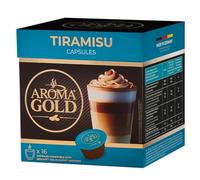 AROMA GOLD Tiramisu Flavour Coffee Pods (16 Capsules) - Coffee Capsules Dolce Gusto Compatible Flavoured Coffee Pods for Coffee Machines Barista-Approved, Mild & Harmonious Taste