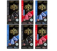 AROMA GOLD Variety Pack Coffee Pods 312g (60 Capsules) - Aluminium Coffee Capsules Nespresso Compatible Flavoured Coffe Pods Barista-Approved, Mild & Harmonious Taste Perfect for Nespresso Machines