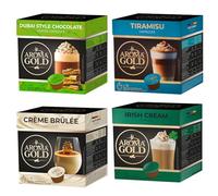 AROMA GOLD Variety Pack Flavoured Coffee Pods 64 Capsules - Coffeee Capsules Dolce Gusto Compatible Flavoured Coffee Pods for Dolce Gusto Machines Barista-Approved, Mild & Harmonious Coffee Gift Set