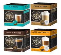 AROMA GOLD Variety Pack Flavoured Coffee Pods 64 Capsules - Coffeee Capsules Dolce Gusto Compatible Flavoured Coffee Pods for Dolce Gusto Machines Barista-Approved, Mild & Harmonious Coffee Gift Set