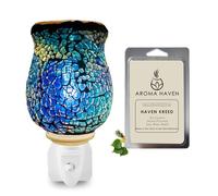 Aroma Haven S2 Plug In Wax Melt Burner with Wax Melts | Electric Mosaic Wall Warmer & Night Light Diffuser - Designer-Inspired Fragrance Set for Home Scent & Decor (UK Plug) (Haven Kreed)
