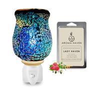 Aroma Haven S2 Plug In Wax Melt Burner with Wax Melts | Electric Mosaic Wall Warmer & Night Light Diffuser - Designer-Inspired Fragrance Set for Home Scent & Decor (UK Plug) (Lady Haven)