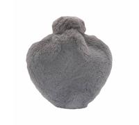 Aroma Home Grey Faux Fur Heart Hot Water Bottle In Dark Grey Dark Grey One Size