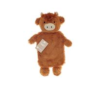 Aroma Home Hot Water Bottle – Highland Cow Faux Fur Cover – Pain Relief 2L for Kids & Adults