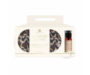 Aroma Home Leopard Print Faux Fur Eye Mask & Pillow Spray Set Multi