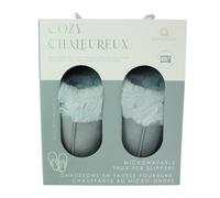 Aroma Home Microwavable Faux Fur Slippers - Greyâ
