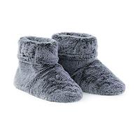 Aroma Home Microwave Heated Slipper Boots, Women’s One Size (4-7) Super-Soft Faux Fur Booties - Grey