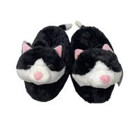 Aroma Home Novelty Faux Fur Slippers - Carrie The Cat In Black Black One Size