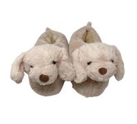 Aroma Home Novelty Faux Fur Slippers - Dylan Dog In Beige Beige One Size