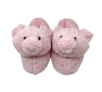 Aroma Home Novelty Faux Fur Slippers - Perry The Pig In Pink Pink One Size