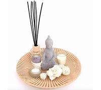 Aroma Home Reed Diffuser And Votive Candle Set With Buddha And Accessory Gift Set Including Tray