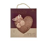 Aroma Home Heart Shaped Snuggly Pink Soft Teddy Boucle Fleece Hot Water Bottle with Pom Pom 1L Capacity