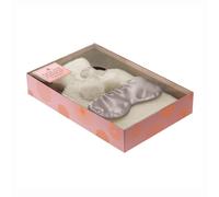 Aroma Home White Faux Fur Hot Water Bottle & Grey Satin Eye Mask Gift Set Multi