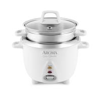 Aroma Housewares 6-Cup (Cooked yield) / 1.2Qt. Select Stainless Pot-Style Rice Cooker, & Food Steamer, One-Touch Operation, White
