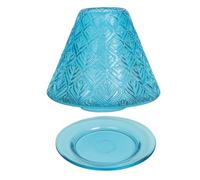Aroma Jar Candle Leaf Glass Shade & Tray Set - Teal