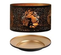 Aroma Jar Candle Metal Silhouette Shade & Tray Set - Black & Gold Fairy Sitting
