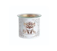 Aroma Metal Silhouette Wax Melt Burner/Candle Holder - White & Gold Highland Cow