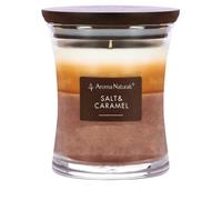 Aroma Naturals 3-Layer Scented Candle, 11.3 oz Candle with Hourglass, Aromatherapy Candles Burns Up to 45 Hours, Natural Soy Wax Candle for Home, Wooden Lid (Salt & Caramel)