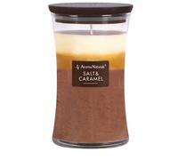 Aroma Naturals 3-Layer Scented Candles, 21.52 oz Large Candle with Hourglass, Aromatherapy Candles Burns Up to 100 Hours, Natural Soy Wax Candle for Home, Wooden Lid (Salt & Caramel)