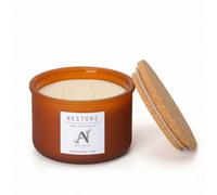 Aroma Naturals Eucalyptus, Saffron, Plum Scented Candle -Amber Glass With Cork Lid
