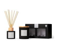 Aroma Naturals Frosted Decadence Candle & Reed Diffuser Gift Set - 213g Frosted Glass Candle with Wooden Lid & 100ml Diffuser with 6 Reeds, Luxury Home Fragrance Gift (Coconut)