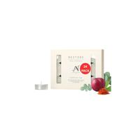 Aroma Naturals London Aromatherapy Scented Tealights Pack of 24 Candles | Shea Wax Tea Lights | 4 Hour Burn Time | Standard Size D3.77 x H1.45cm | Refreshing and Soothing Fragrances | (Restore)