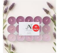 Aroma Naturals London Scented Tealight Candles Bag | 4 Hour Burn Time | Standard Size D3.77 x H1.45cm | Three Tone Coloured Wax & Aluminium Cups | Pack of 30 Tea Lights Scent (Lavender Sage)