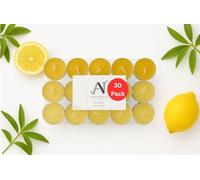 Aroma Naturals London Scented Tealight Candles Bag | 4 Hour Burn Time | Standard Size D3.77 x H1.45cm | Three Tone Coloured Wax & Aluminium Cups | Pack of 30 Tea Lights Scent (Lemon Verbena)