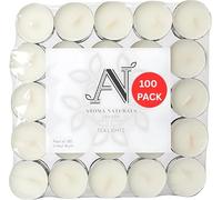 Aroma Naturals London Unscented Tealight Candles Pack of | 4-Hour Slow Burn Time | Standard Size D3.8 x H1.45cm | White Wax Candlelight | Aluminium Cups Tea Lights | Bag of (100pk, 1, Count)