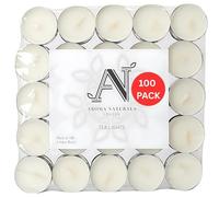 Aroma Naturals London Unscented Tealight Candles Pack of | 4-Hour Slow Burn Time | Standard Size D3.8 x H1.45cm | White Wax Candlelight | Aluminium Cups Tea Lights | Bag of (100pk, 1, Count)