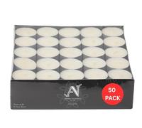 Aroma Naturals London Unscented Tealights 8 Hours Candles Pack of 50 | Long Burn Candlelight Everday Use | Size D3.72 x H2.5cm | White t Lights Wax & Aluminium Cups | Tea Lights Bag of (50)