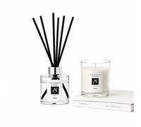 Aroma Naturals Minimalist Luxe Candle & Reed Diffuser Gift Set Feroce Scent in White | Size: Medium Aroma Naturals White Medium