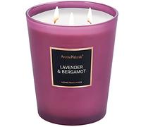 Aroma Naturals Scented Candle, 943g/ 33.3 oz Large Candle 130 Hours Long Burning, Natural Soy Aromatherapy Candles for Home, 3 Cotton Wicks (Lavender & Bergamot)