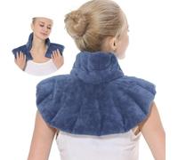 Aroma Season Heated Neck and Shoulder Wrap, Neck Warmer with 100% Natural Fillings, Scented Microwave Heat Pads for Hot &Cold Compress, 2.65LB Weighted Wheat Bags Sealed in A Vacuum Pack (Blue)
