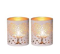 Aroma White & Gold Heart Tree 2 Tealight & Votive Holder Set
