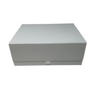 Aromabar Luxury White Magnetic Gift Box with Ribbon Tab large Hamper Wedding Bridesmaid Bride Baby Keepsake 29.5x23x12 cm