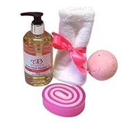 Aromabar Yummy Mummy Gift Set with Rose Geranium Massage Oil, Bath Bomb and Rose Soap Slice Ideal for Mothers Day, Birthdays or New Mum