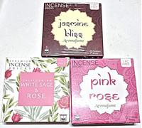 Aromafume Incense Bricks (3 Trays x 9 Pieces Each) 1 Tray each of White Sage & Rose, Jasmine Bliss, Pink Rose