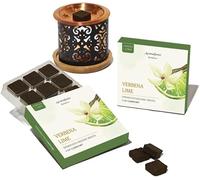 Aromafume Verbena Lime Incense Bricks (2 x 9 Bricks) & Taj Exotic Burner by Aromafume | Ideal for mood upliftment & positivity | Natural, Low Smoke, Non-toxic Incense Bricks