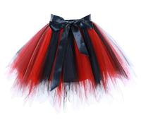 AromaHua Woman Tutu Skirts Costume Outfit Skirts Tutu Cheerleading Skirt Tutu Petticoat Ballet Bubble Skirt 50s Hoopless Tutu Carnival Skirts Tutu Tulle Skirt Tennis Skirts Black-red