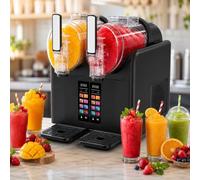 aromaoveite Commerciële Slushmachine, 430 W, Dubbele Tank Van 2 L/0,53 Gal, 7 Programma’S, Led-Display En Automatische Reiniging, Zonder Ijs, Voor Cocktails, Smoothies En Bevroren Dranken Black