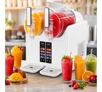 aromaoveite Commerciële Slushmachine, 430 W, Dubbele Tank Van 2 L/0,53 Gal, 7 Programma’S, Led-Display En Automatische Reiniging, Zonder Ijs, Voor Cocktails, Smoothies En Bevroren Dranken white