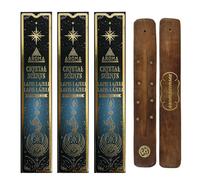 Aromasenses | 3 Boxes Lapis Lazuli Incense + 1 Aromasenses Incense Holder | Esoteric Minerals 3 × 20 g = 60 g Incense + 1 Box of Lapis Lazuli Stones | Energy | Cleaning | Spiritual Purity
