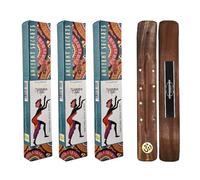 Aromasenses | 3 Pack Incense Rue and Copal Vijayshree Golden Ancient Secrets Masala + 1 Gift Aroma Incense Burner | Natural | 15g x 3 Packs = 45g