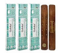 Aromasenses Nature's Meditation Incense Sticks Goloka | 3 Pack (15g per pack) + Aromasenses Incense Holder | Handmade Incense Sticks for Meditation, Aromatherapy and Relaxation