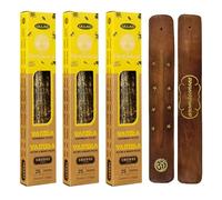 Aromasenses Pack of 3 Boxes of Organic Incense Sticks Ullas Vanilla + 1 Incense Holder Aromasenses 100% Natural and Ecological Incense Aromatherapy with Natural Herbs